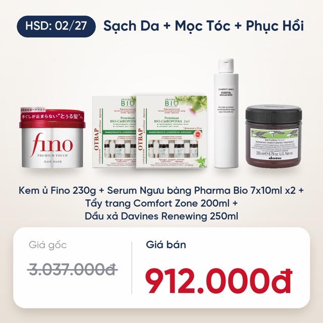 Combo Sạch Da + Mọc Tóc + Phục Hồi